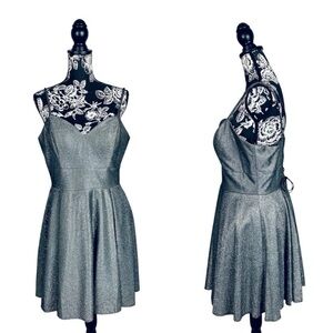 Fiesta Fashion grey silver shimmer corset back fit and flare mini dress size XL